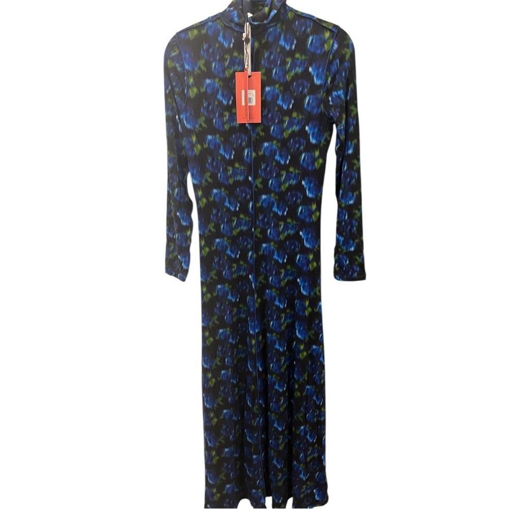 NWT Hunter Bell Maxi Dress Blue Floral Kings Hill Stretch Jersey Long Sleeve XS - Picture 3 of 13